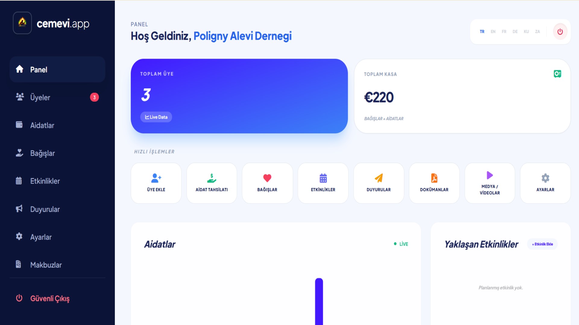 Cemevi.app Yönetim Paneli